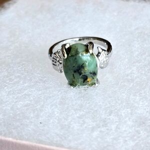 MALACHITE  POLISHED CABECHON NEW SIZE 6 SILVER RING